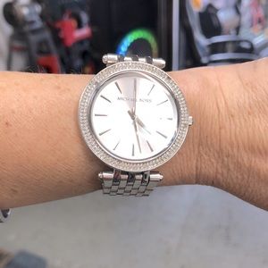 Diamond bezel Michael Kors silver women’s watch